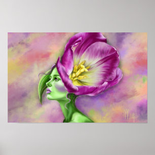 Affiche de femme tulipe