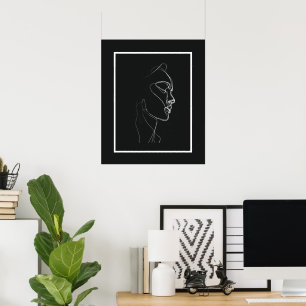 Affiche de femmes en lignes noires et blanches