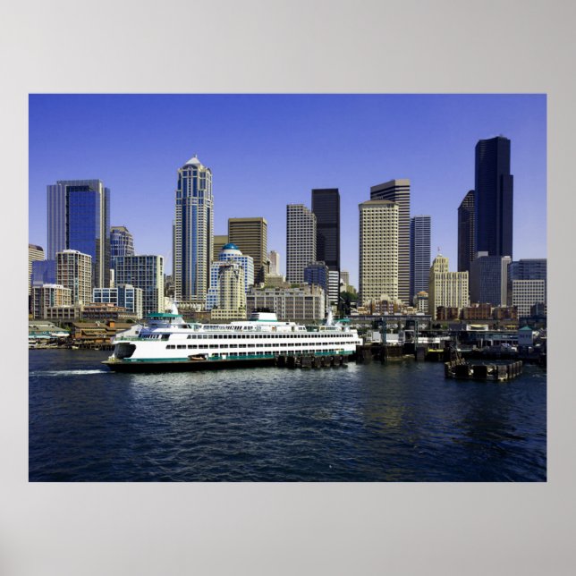 Affiche de ferry et de bâtiments de Seattle (Devant)