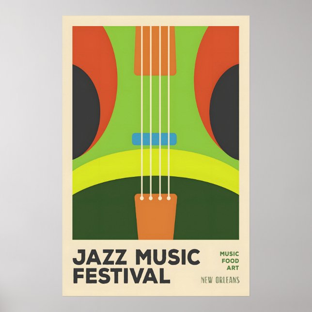 Affiche de festival de jazz abstrait moderne du mi (Devant)