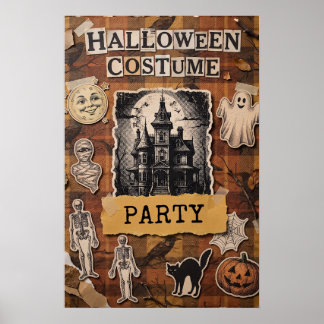 Affiche de fête costumée Halloween avec maison han