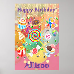 Affiche de fête d'anniversaire Emoji Treats