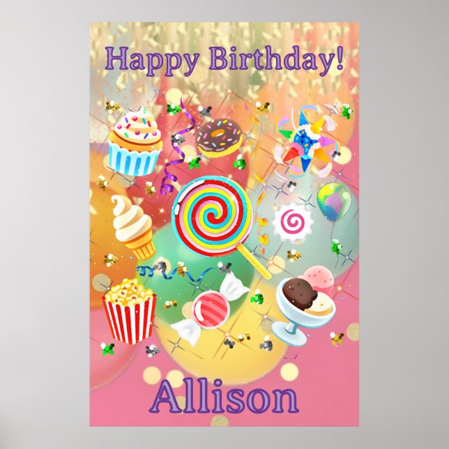 Affiche de fête d'anniversaire Emoji Treats (Devant)