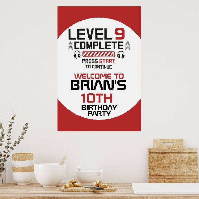 Affiche de fête d'anniversaire pour joueur (Cuisine)