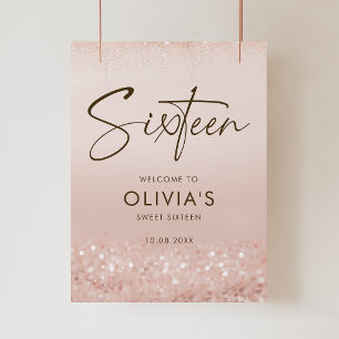 Affiche de fête d'anniversaire Sweet 16 pailletée