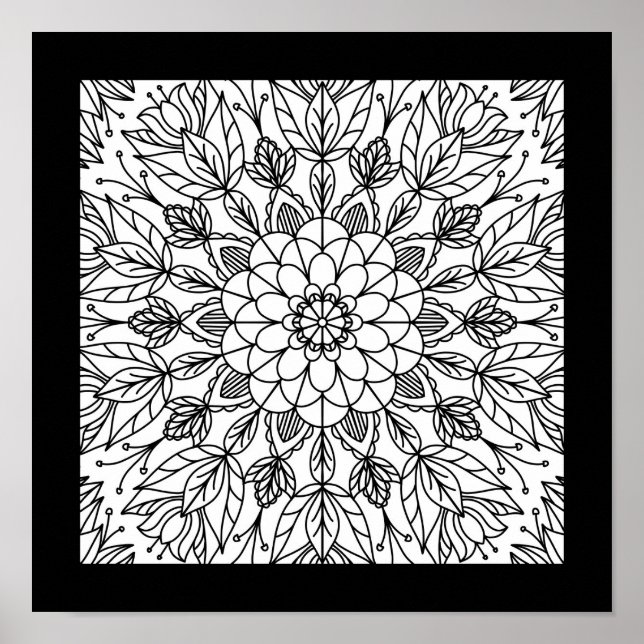 Affiche de fête de mandala de fleurs amusante pour (Devant)