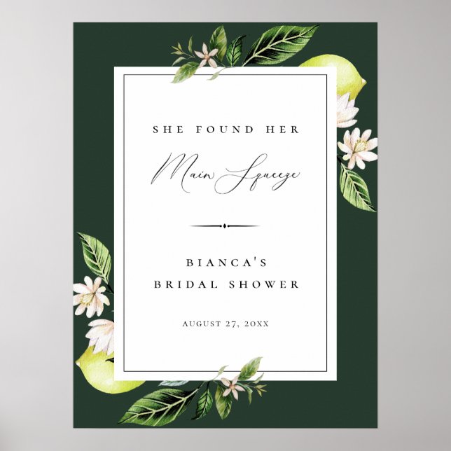 Affiche de Fête de Mariage Botanique Lemons Main S (Devant)