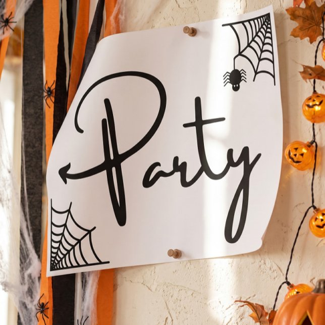 Affiche de fête d'Halloween par ici flèche gauche (Créateur téléchargé)