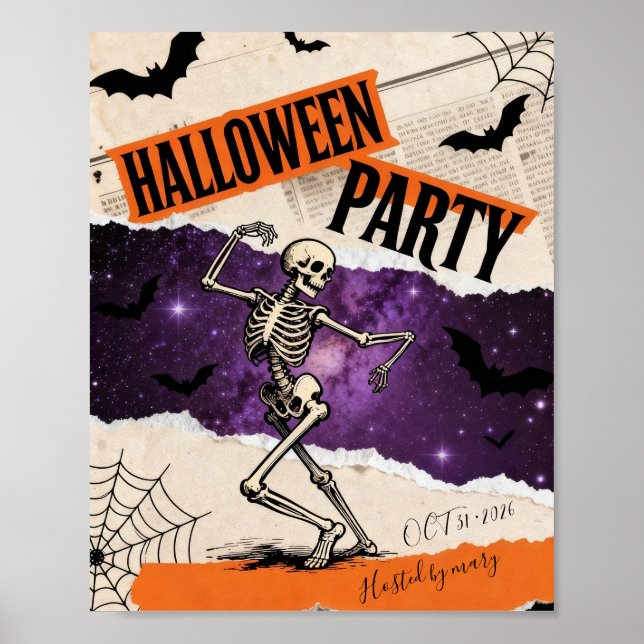 Affiche de fête d'Halloween personnalisable avec s (Devant)