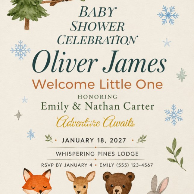 Affiche de fête prénatale en milieu forestier (Créateur téléchargé)