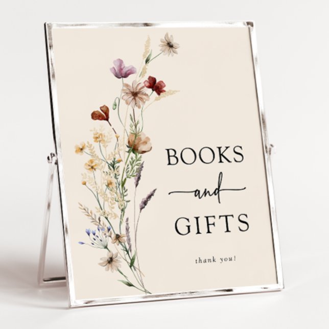 Affiche de fête prénatale florale Boho (Boho Wildflower Books and Gifts Wildflower Baby Shower Poster by Painted Paperie
)