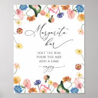 Affiche de fête prénuptiale florale de bar Margari