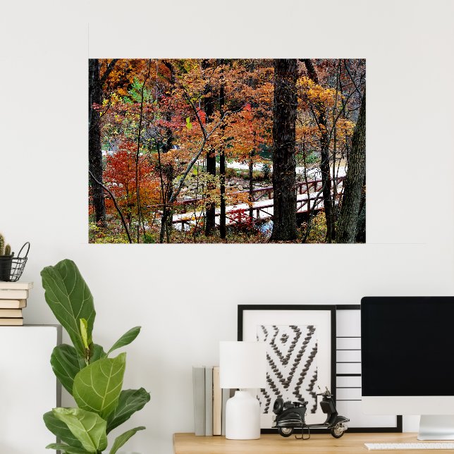 Affiche de feuilles d'automne sur des arbres en Ar (Bureau à domicile)
