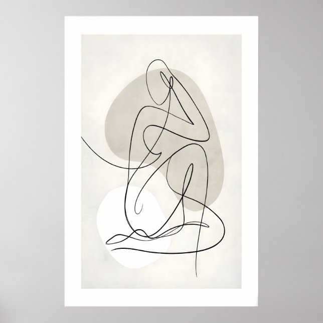 Affiche de figure de contour abstrait - Gris neutr (Devant)