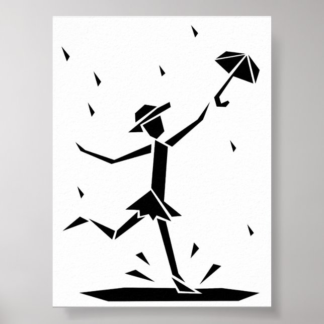 Affiche de figure géométrique de parapluie noir et (Devant)
