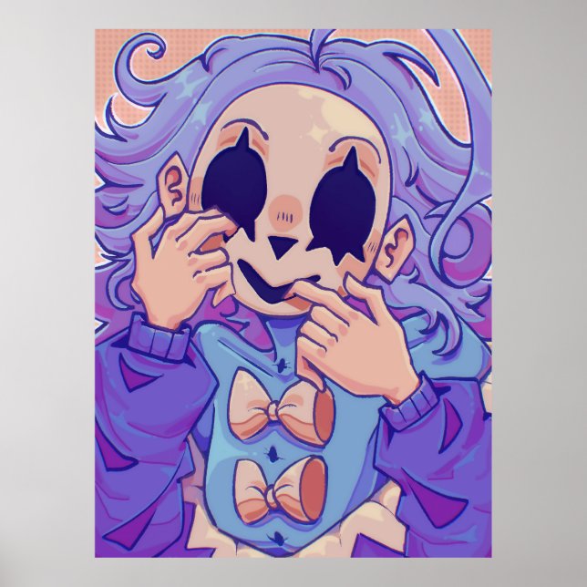 Affiche de fille au masque créatif mignonne et fli (Devant)