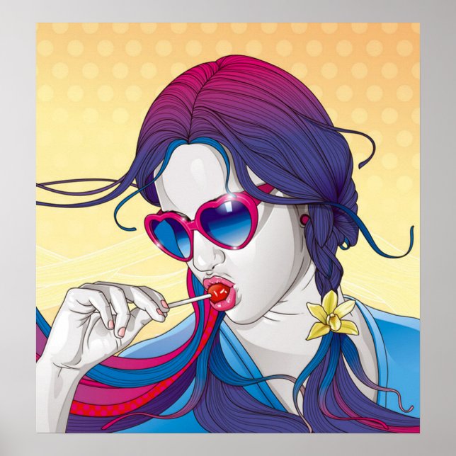 Affiche de fille colorée (Devant)