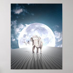 Affiche de fille Imaginaire Elephant Moon