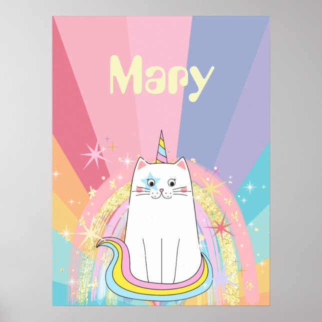 Affiche de fille Meow-Gique Caticorne avec nom (Devant)