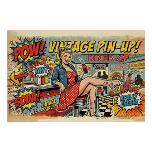 Affiche de fille pin-up rétro diner Pop Art vintag