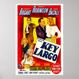 Affiche de film Key Largo 1948 IMPRIMÉ A5-A1 40s