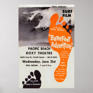 Affiche de film vintage surf Adventure Barefoot