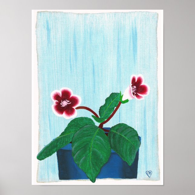 Affiche de fleur de Gloxinia violet africain rouge (Devant)