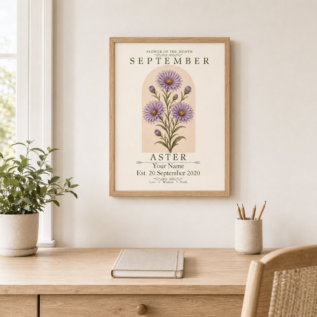Affiche de fleur de naissance d'aster personnalisé (Créateur téléchargé)