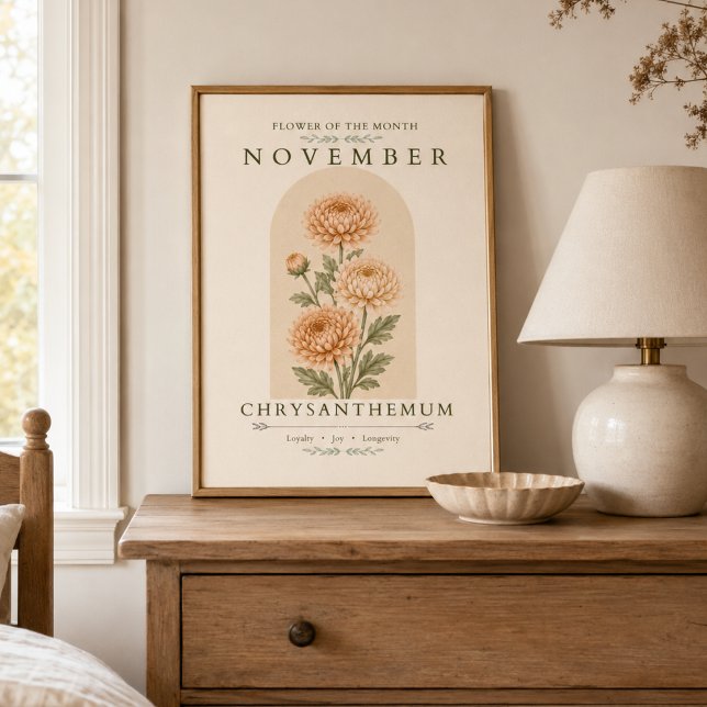 Affiche de fleur de naissance de chrysanthème de n (Créateur téléchargé)