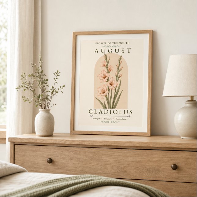 Affiche de fleur de naissance de Glaïeul d'août (Créateur téléchargé)