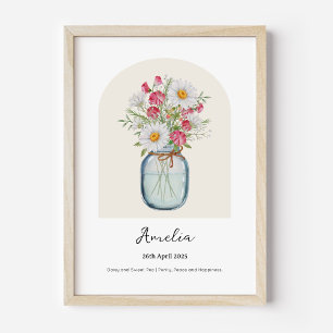 Affiche de fleur de naissance du mois de pois de s