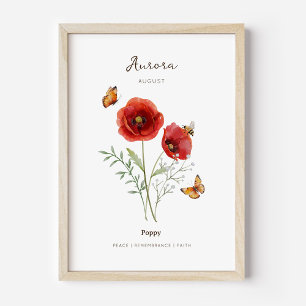 Affiche de fleur de naissance du pavot