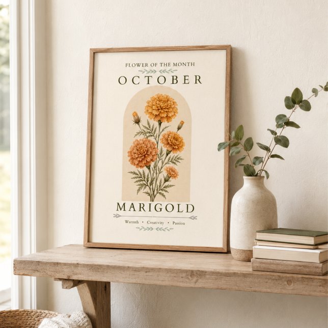 Affiche de fleur de naissance du souci d'octobre (Créateur téléchargé)