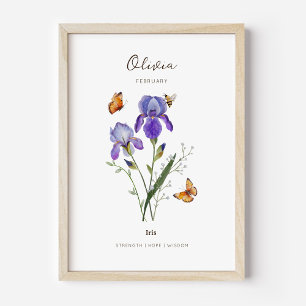 Affiche de fleur de naissance Iris
