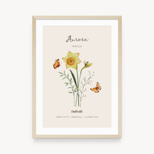 Affiche de fleur de naissance jonquille