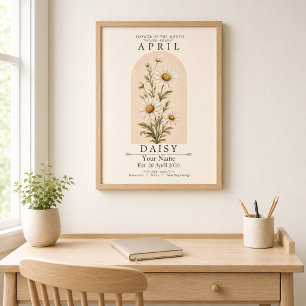 Affiche de fleur de naissance personnalisée d'avri