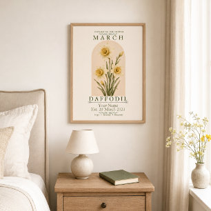 Affiche de fleur de naissance personnalisée de mar