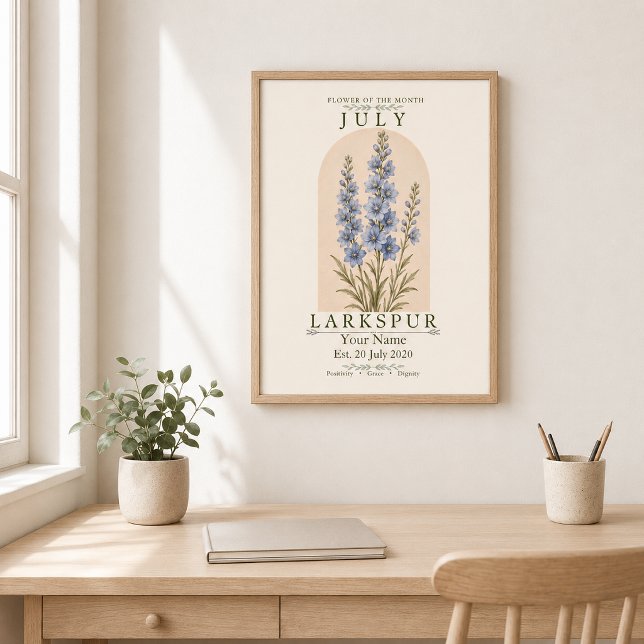 Affiche de fleur de naissance personnalisée Larksp (Créateur téléchargé)