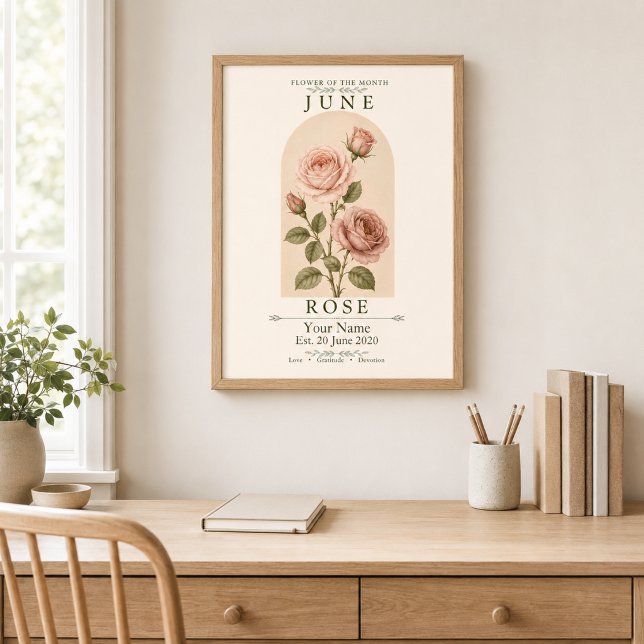 Affiche de fleur de naissance personnalisée Rose d (Créateur téléchargé)