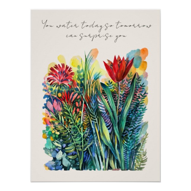 Affiche de fleurs à l'aquarelle avec citation  (Devant)