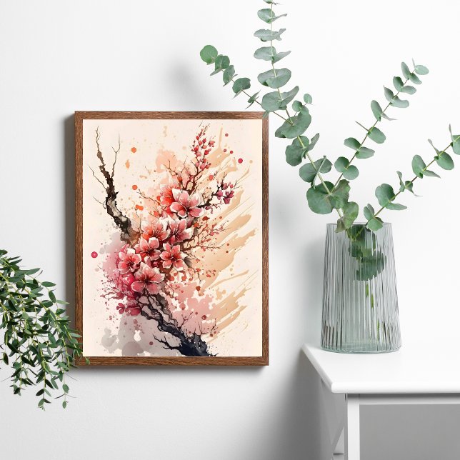 Affiche de fleurs à l'aquarelle Fleur de cerisier (Cherry Blossom Poster or Digital Download Instant Download Wall Art. Printed or Digital)