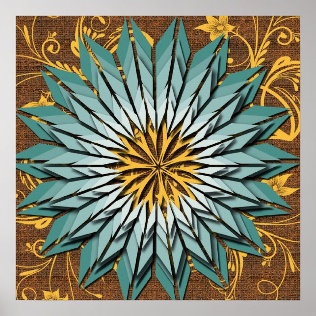 Affiche de fleurs abstraites aux tons terreux (Devant)
