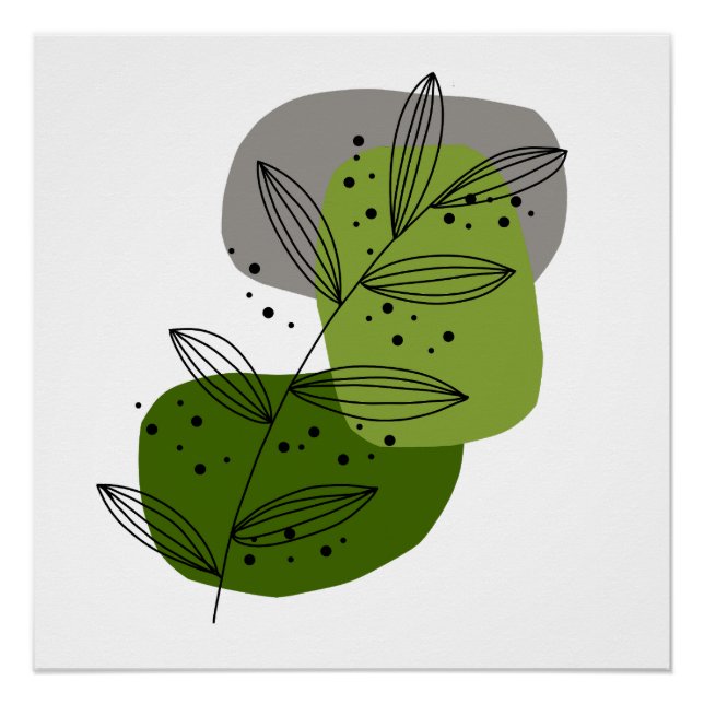Affiche de fleurs abstraites d'art moderne (Devant)