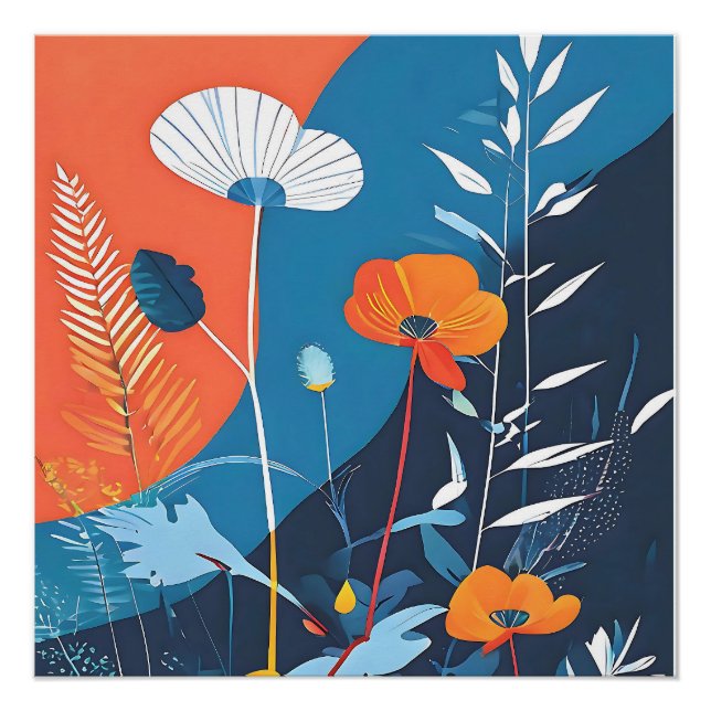 Affiche de fleurs abstraites et vives (Devant)