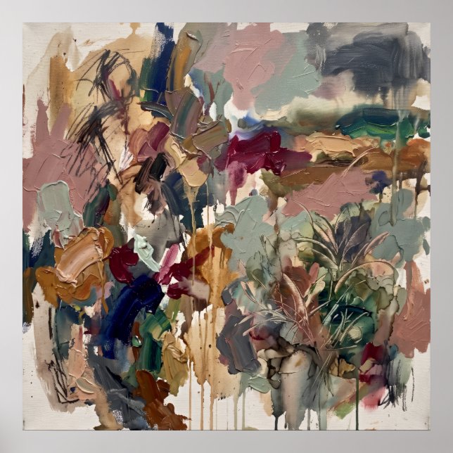 Affiche de fleurs de jardin abstrait (Devant)