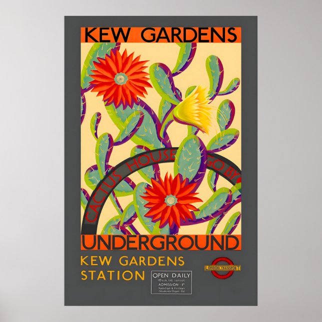 Affiche de fleurs de Kew Gardens Vintage Londres (Devant)