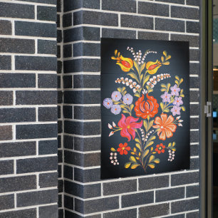 Affiche de fleurs hongroises aux couleurs vives