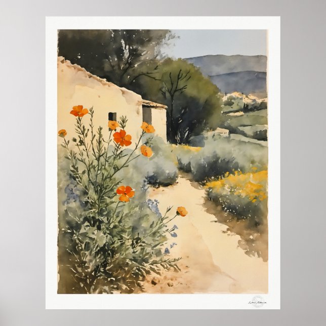 Affiche de fleurs sauvages au bord du chemin de ca (Devant)