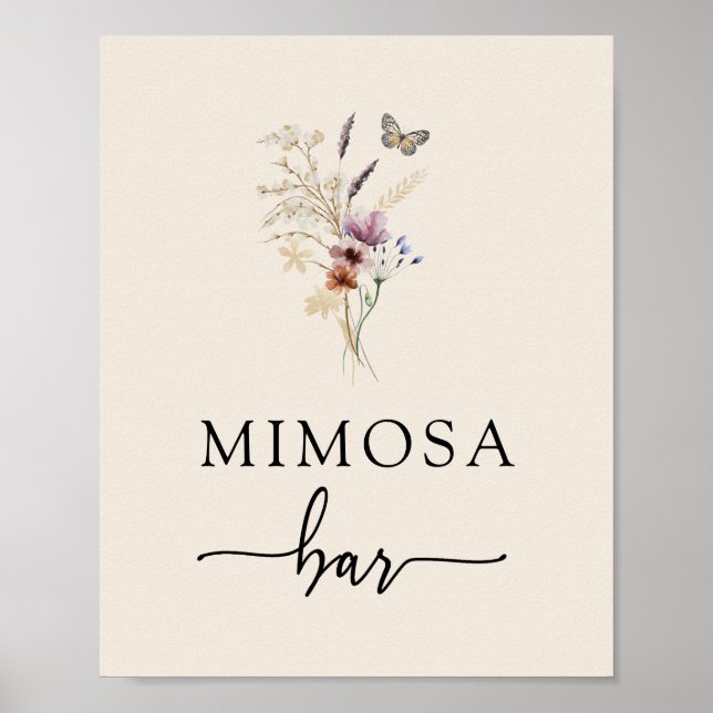 Affiche de fleurs sauvages du bar Mimosa (Devant)