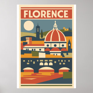 Affiche de Florence Duomo Voyage Vintage Italie
